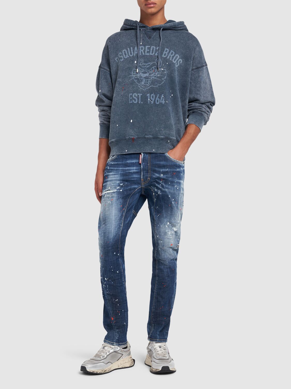 Shop Dsquared2 Cypro Fit Sweatshirt Hoodie In Navy