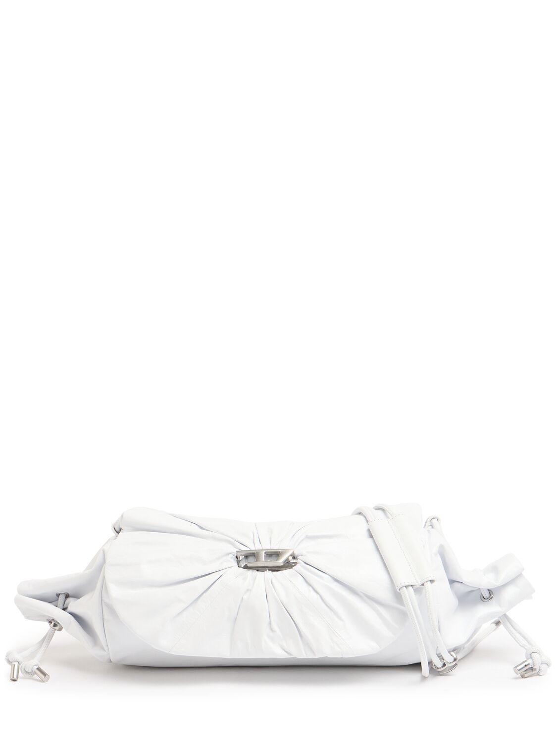 Shop Diesel Medium Scrunch-d Leather Shoulder Bag In White