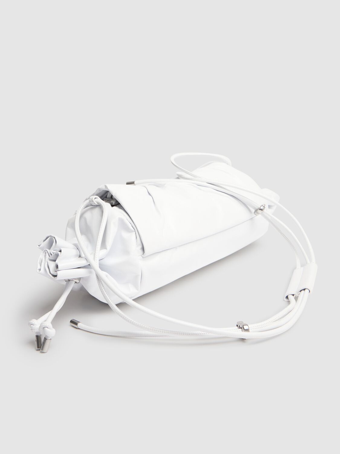 Shop Diesel Medium Scrunch-d Leather Shoulder Bag In White