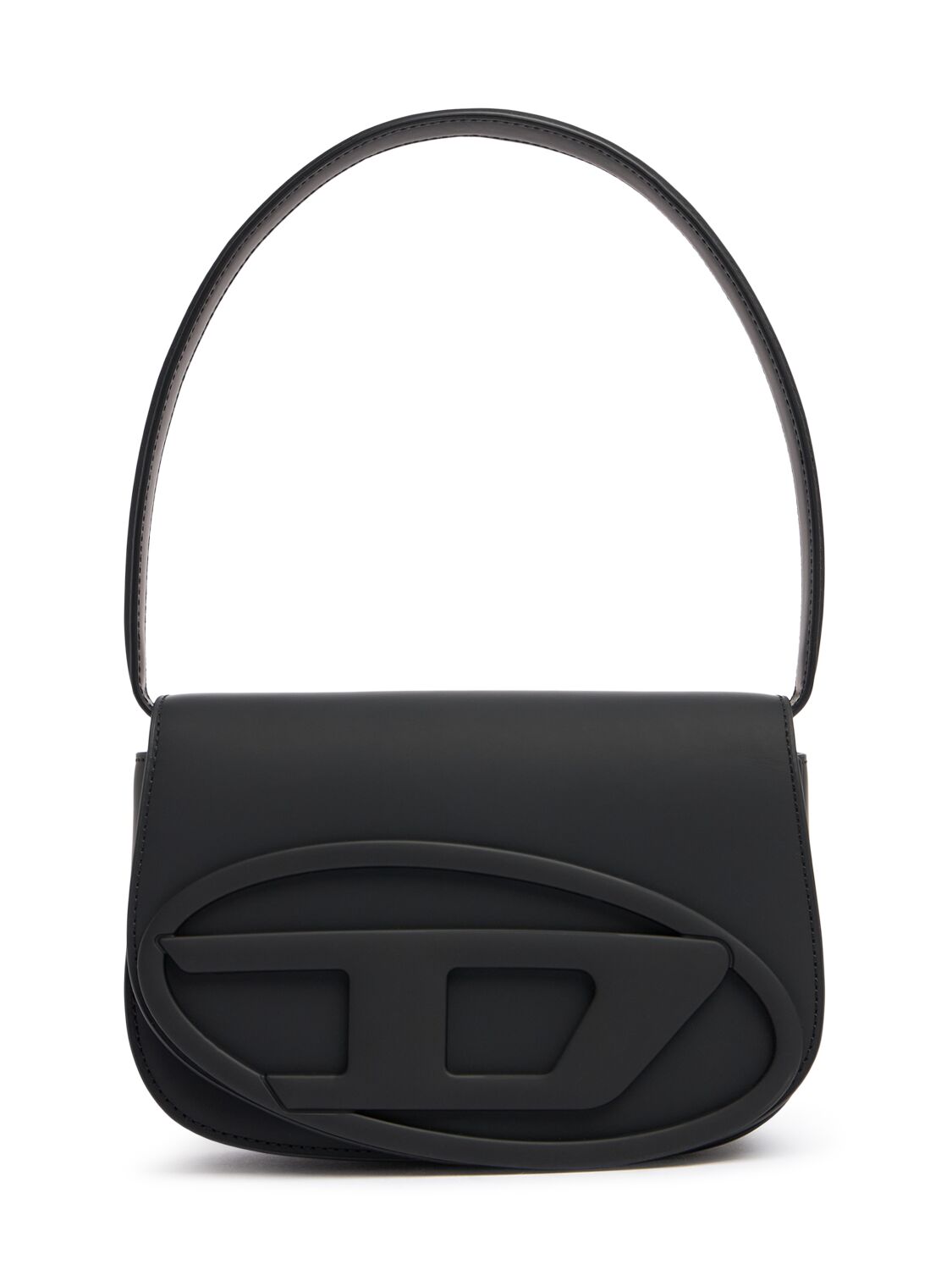 Shop Diesel 1dr Rubberized Leather Shoulder Bag In Black