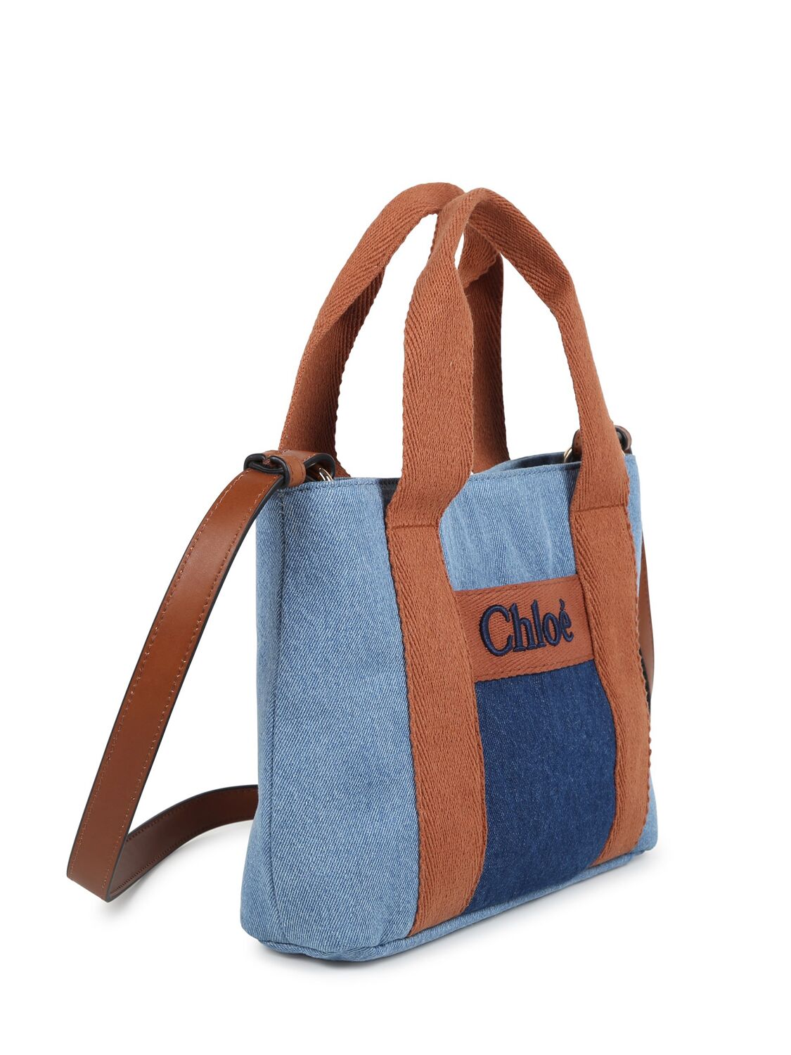 Shop Chloé Cotton Denim Bag In Blue