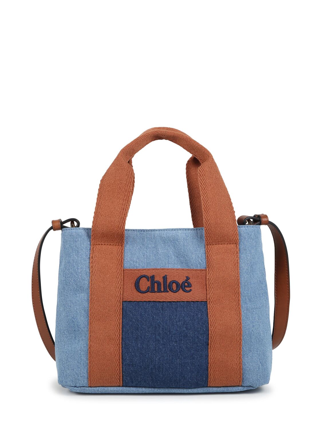 Shop Chloé Cotton Denim Bag In Blue