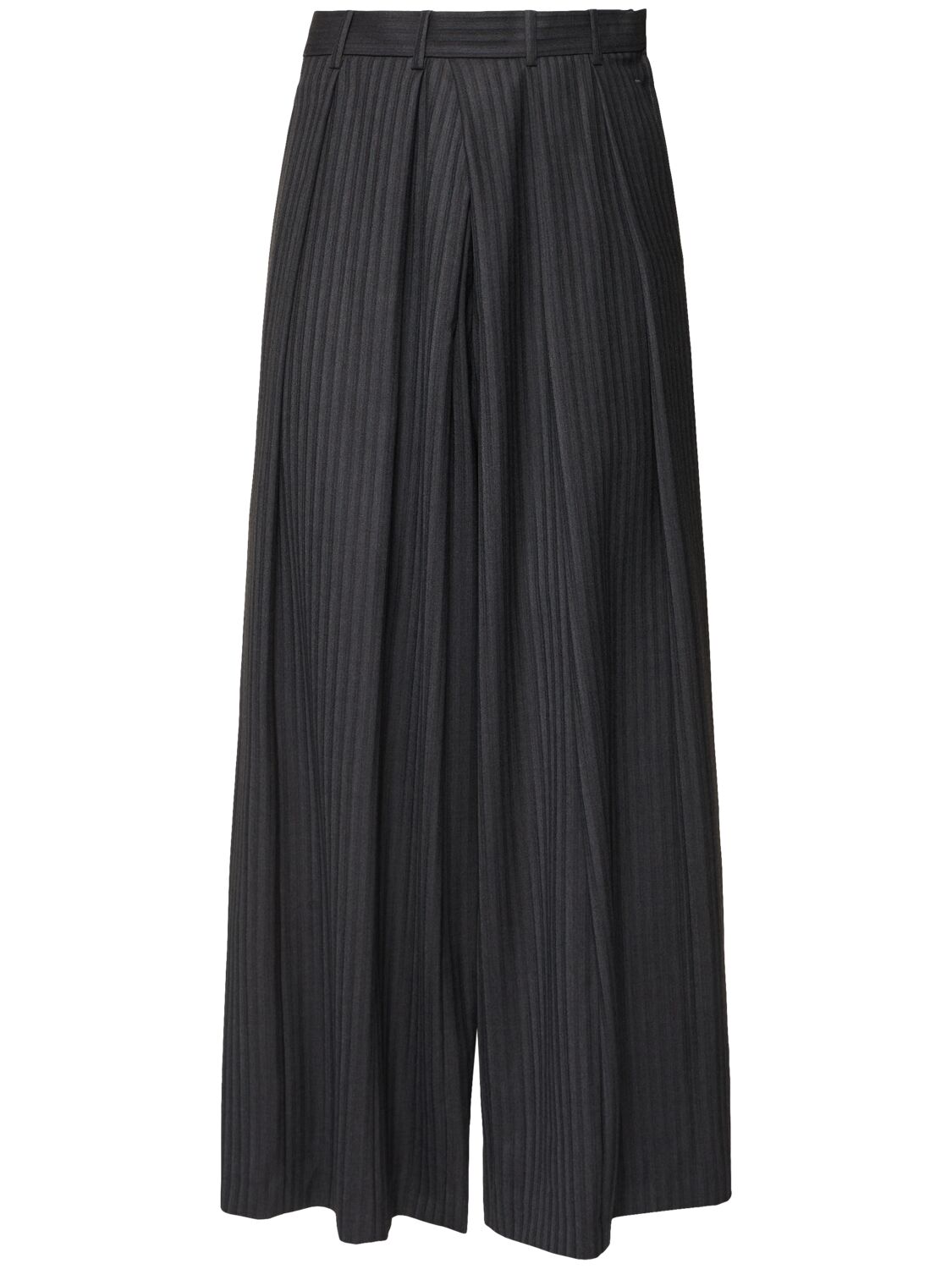 Hed Mayner Pleated Pinstripe Wool Pants In Charcoal