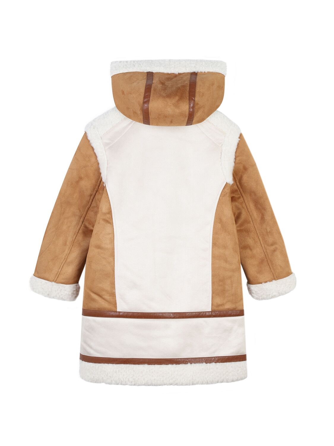 Chloé Poly Faux Shearling Coat In Brown/beige