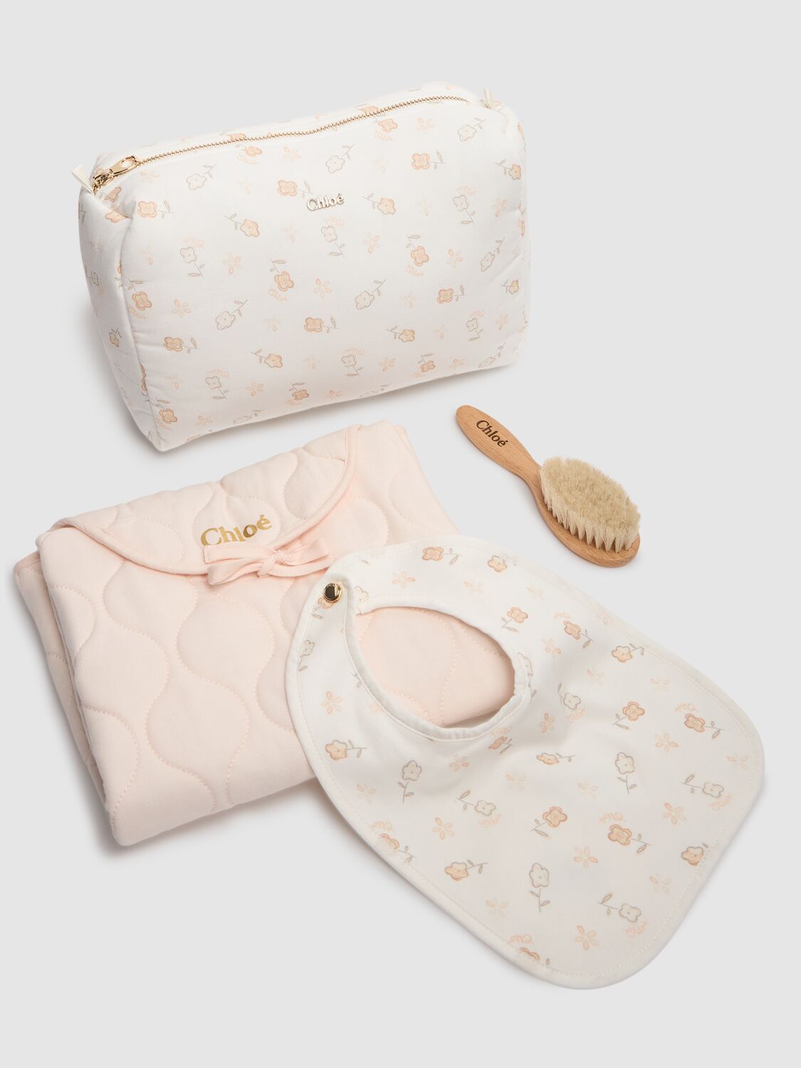 Chloé Bib, Brush, Changing Mat & Pouch Set In Multicolor