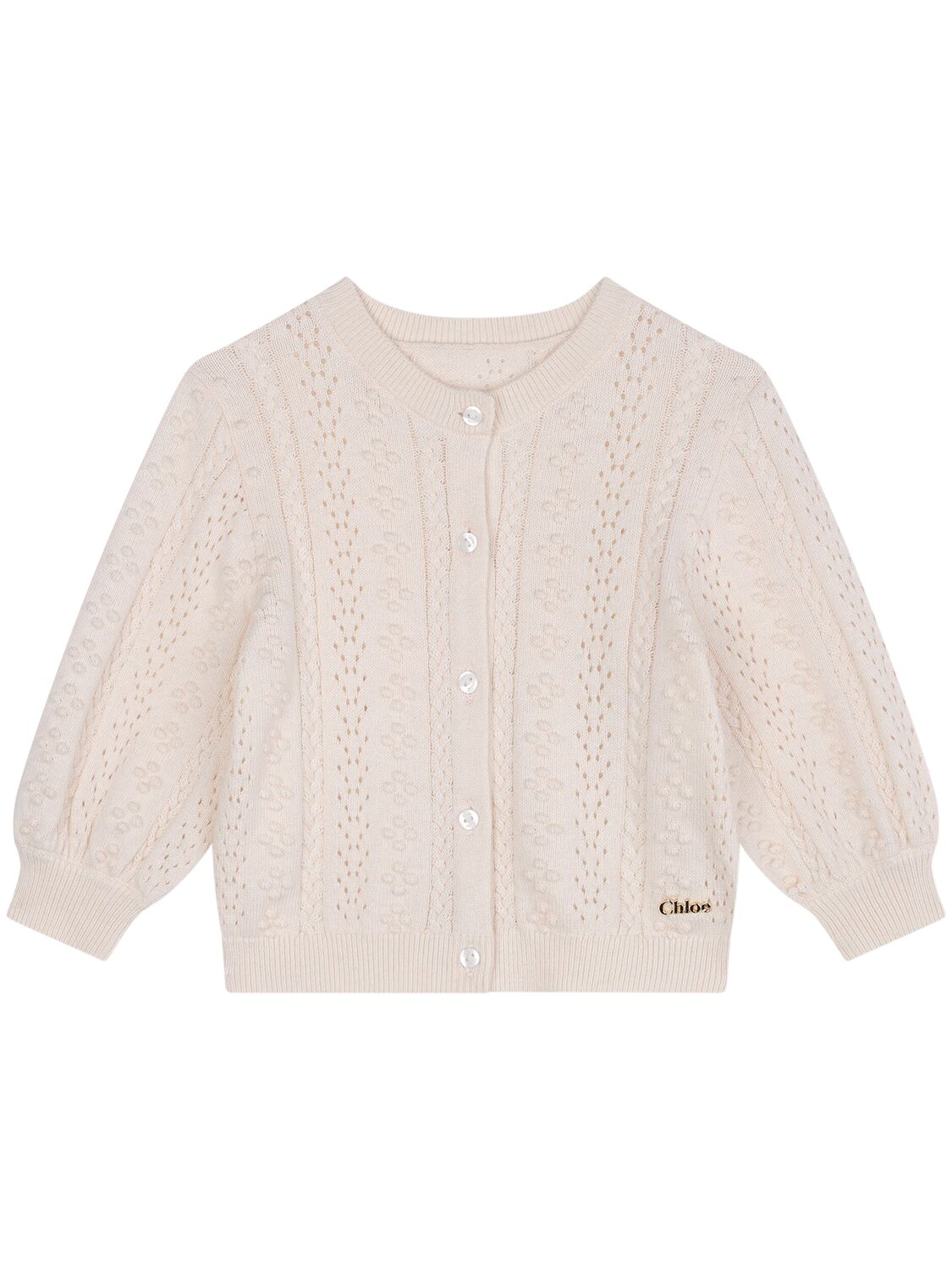 Chloé Knitted Cotton Blend Cardigan In White