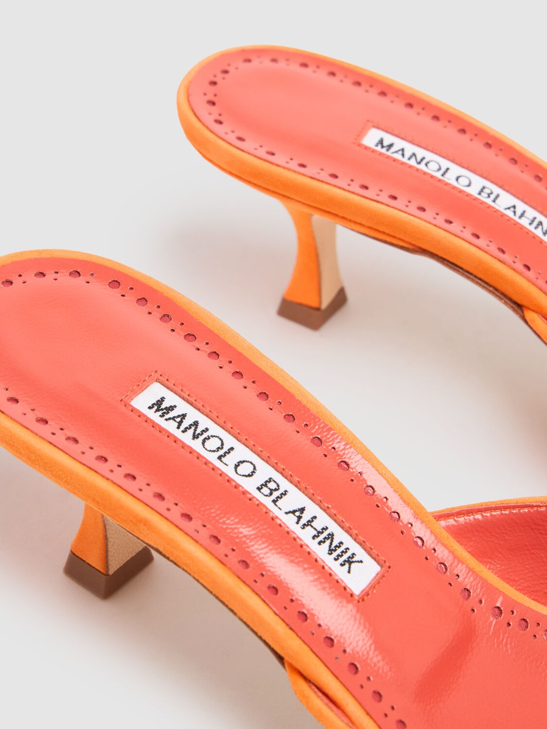 Shop Manolo Blahnik 50mm Maysalebi Croc Embossed Mules In Orange