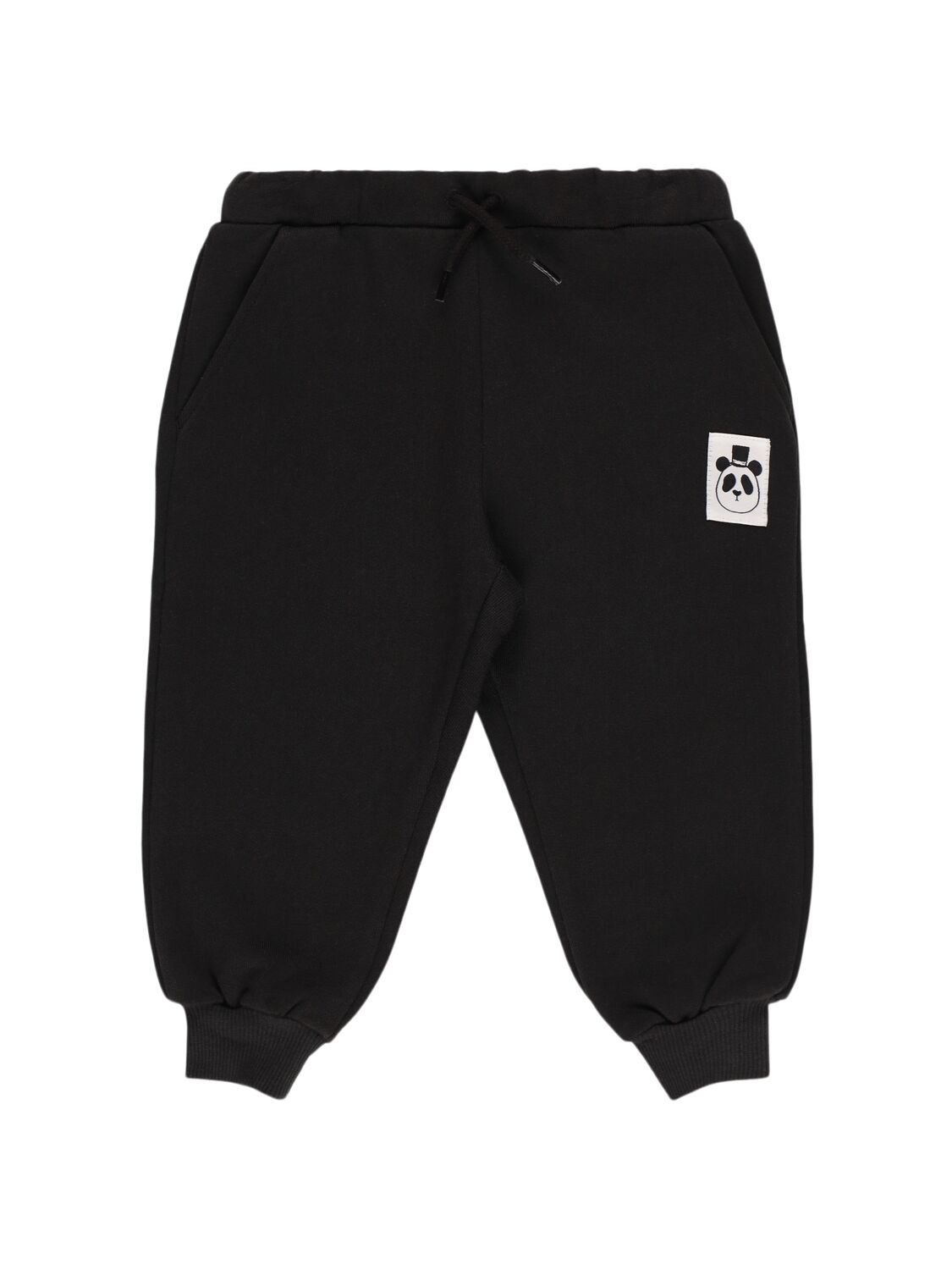 Mini Rodini Organic Cotton Sweatpants W/ Logo In Black