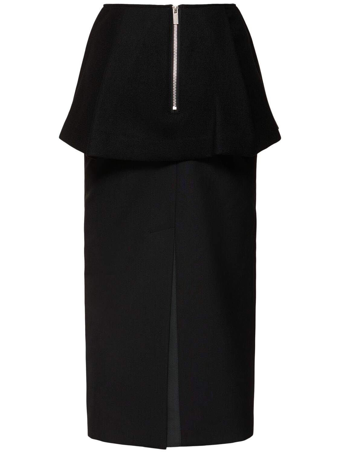 Shop Sacai Suiting & Wool Melton Midi Skirt In Black