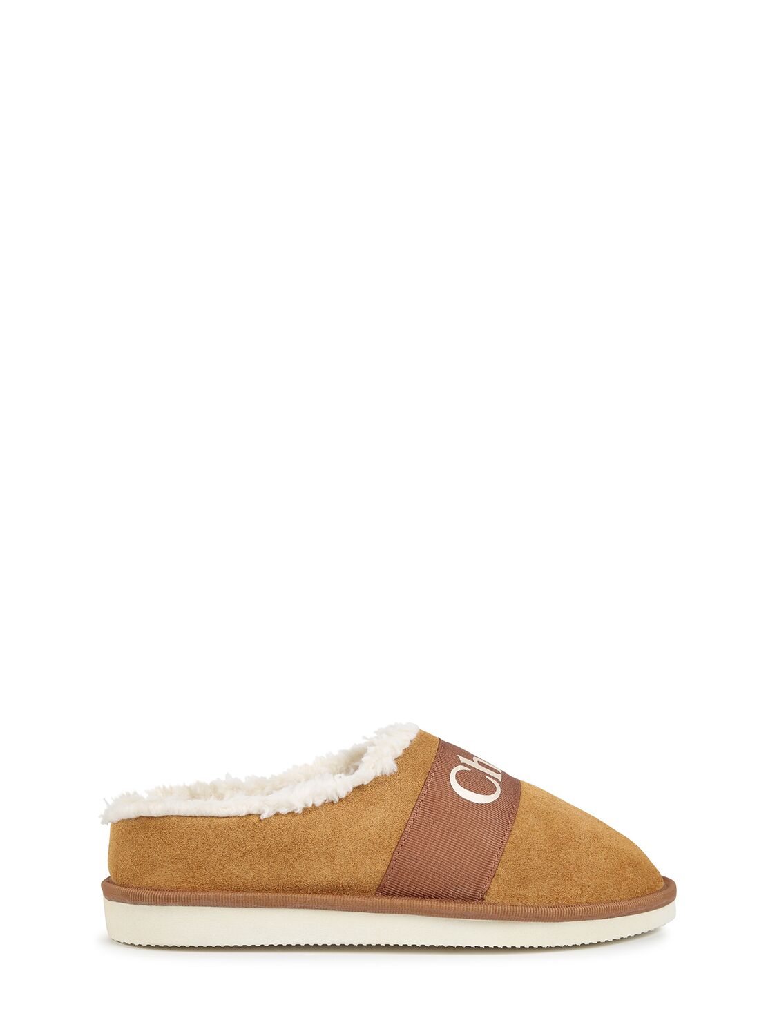 Shop Chloé Suede Slippers In Beige