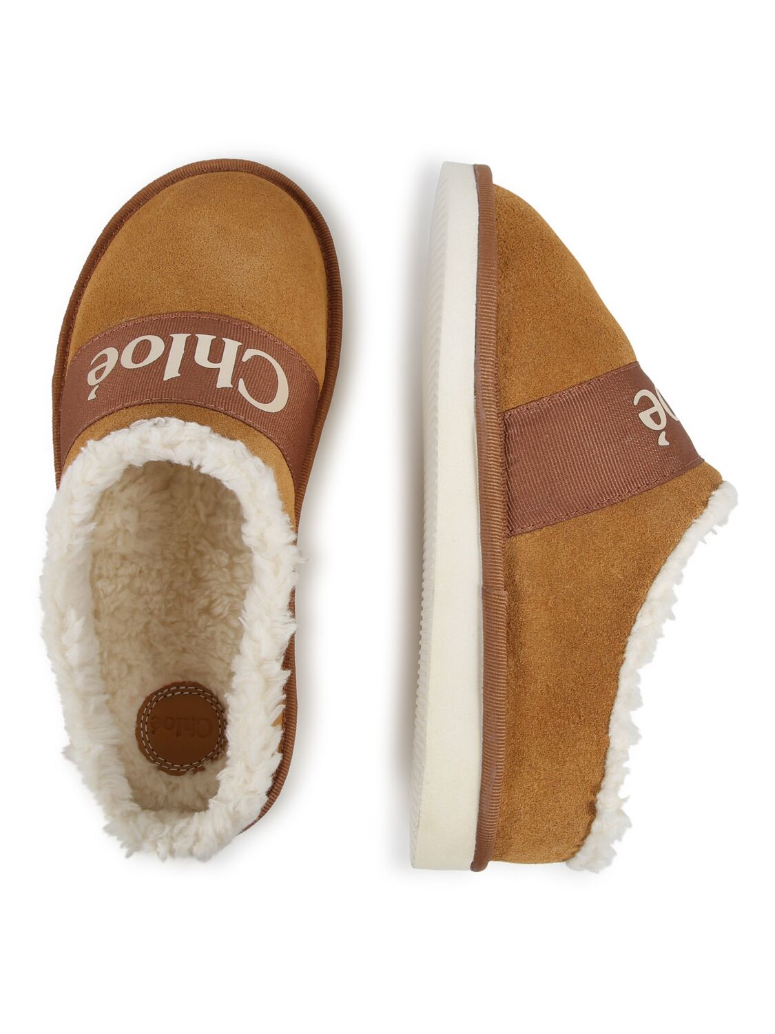 Shop Chloé Suede Slippers In Beige