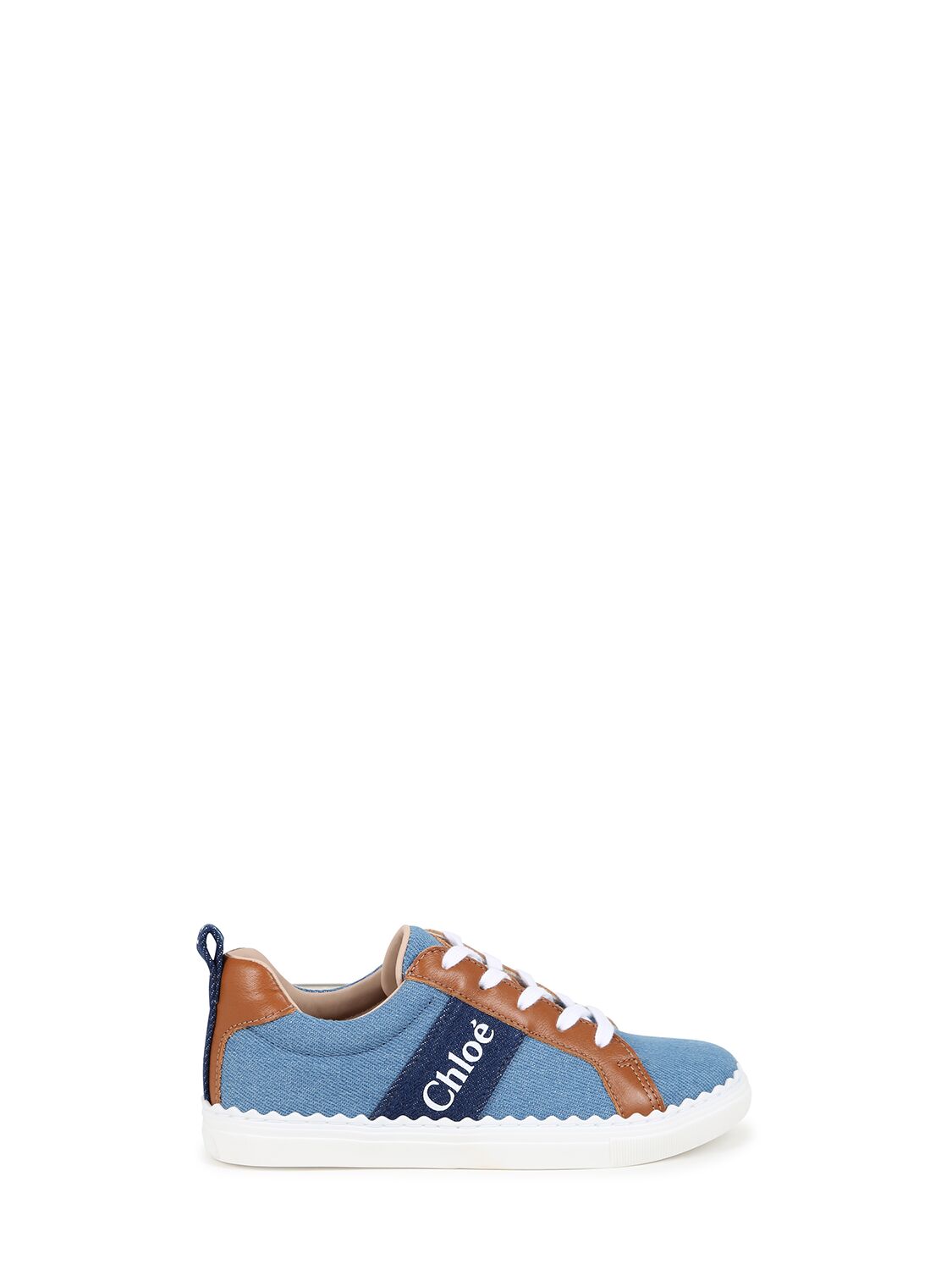 Shop Chloé Cotton Denim Sneakers In 蓝色