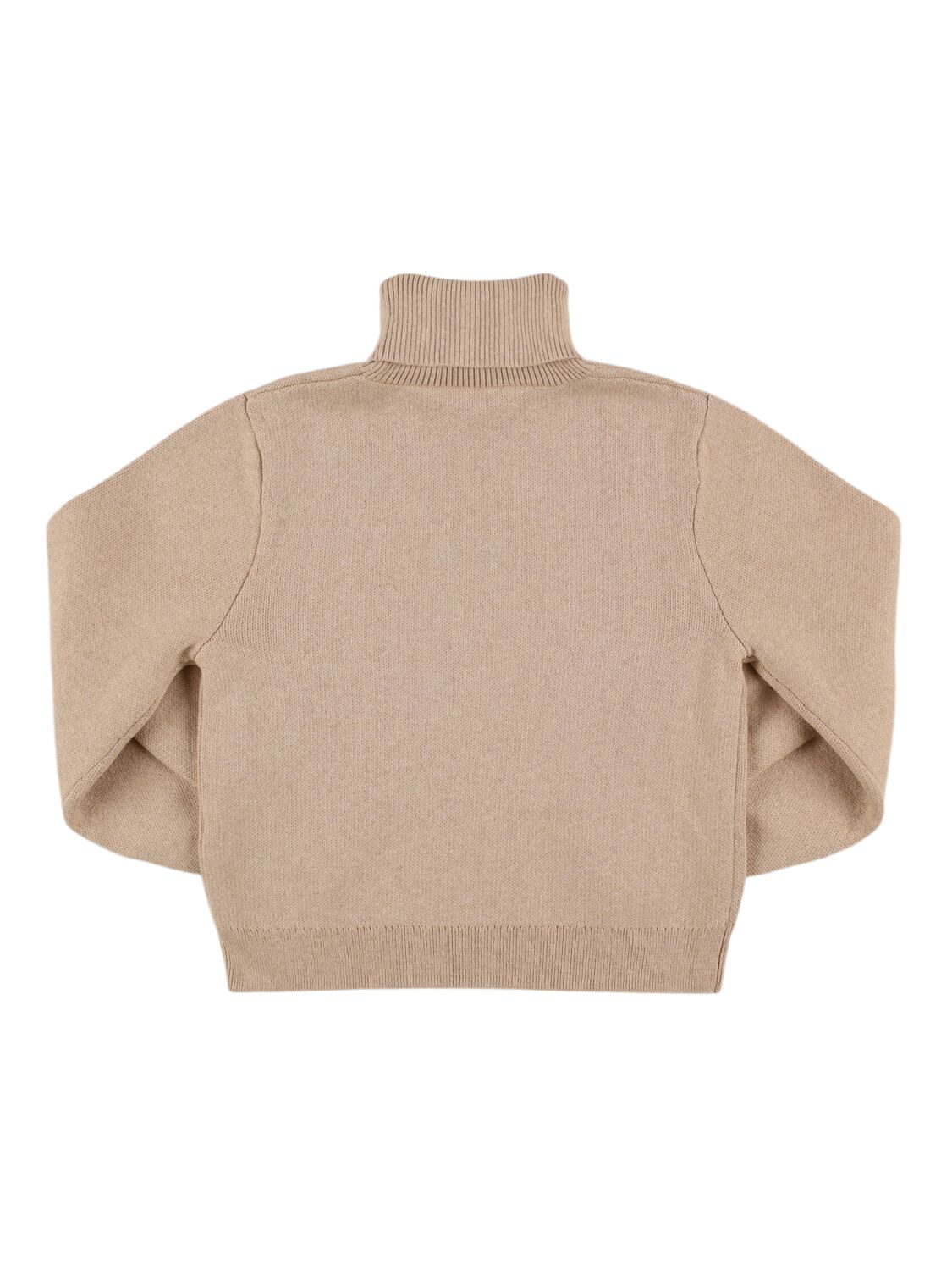 Shop Chloé Wool & Cotton Turtleneck Sweater In Beige