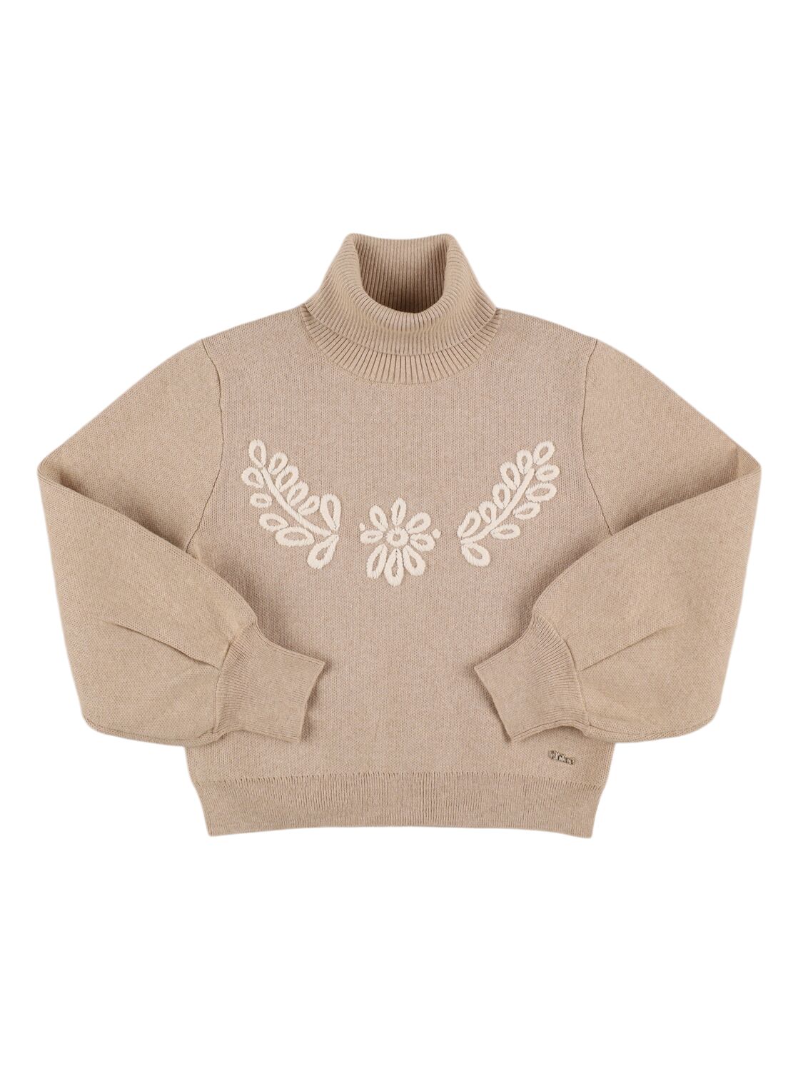 Chloé Wool & Cotton Turtleneck Sweater In Beige