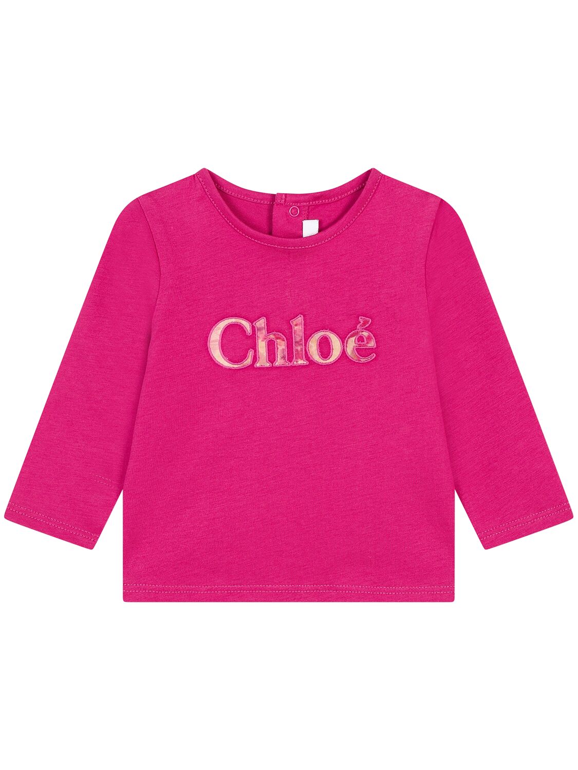 Chloé Kids' Cotton Jersey T-shirt In Fuchsia