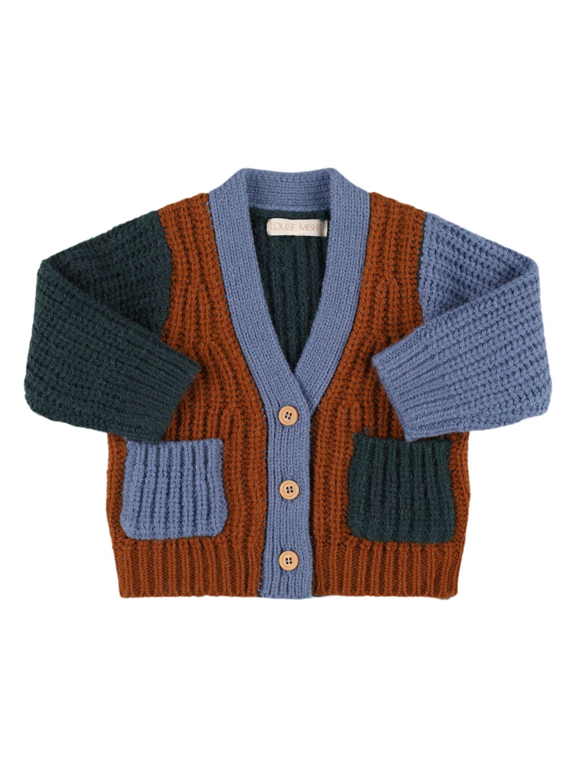 Louise Misha Color Block Wool Blend Knit Cardigan In Multicolor