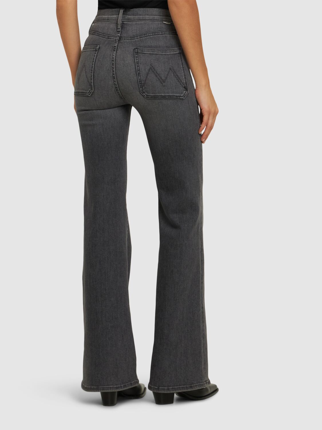 Mother Patch Pocket Rambler Zip Sneak Vroom Wide Straight Leg Jean In Grey