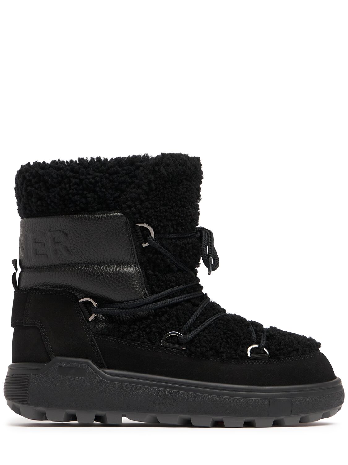 Bogner Chamonix Shearling, Textured-leather And Suede Snow Boots In Black