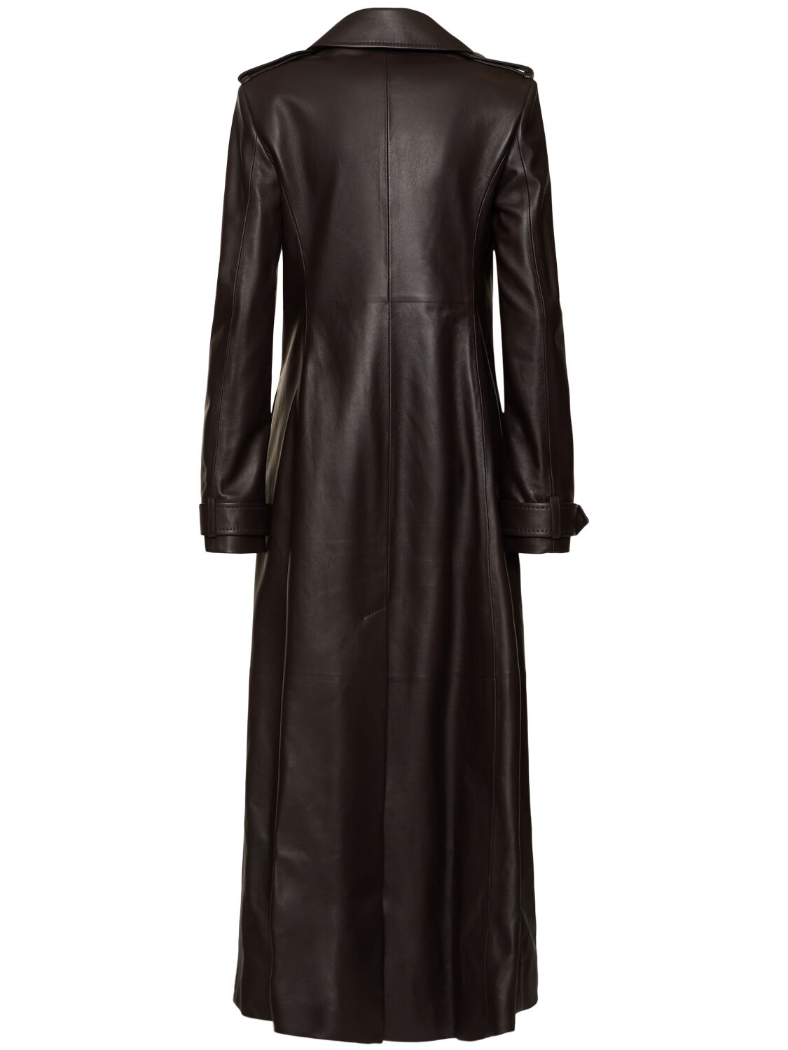 Shop Gabriela Hearst Houstt Leather Long Coat In Dark Brown