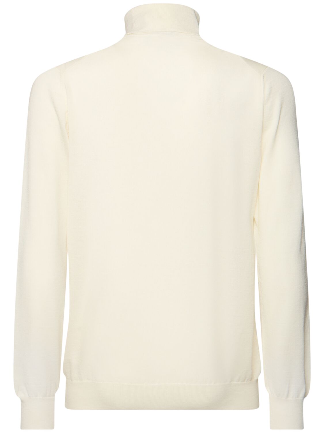 Shop Lardini Wool Turtleneck Sweater In Beige/white