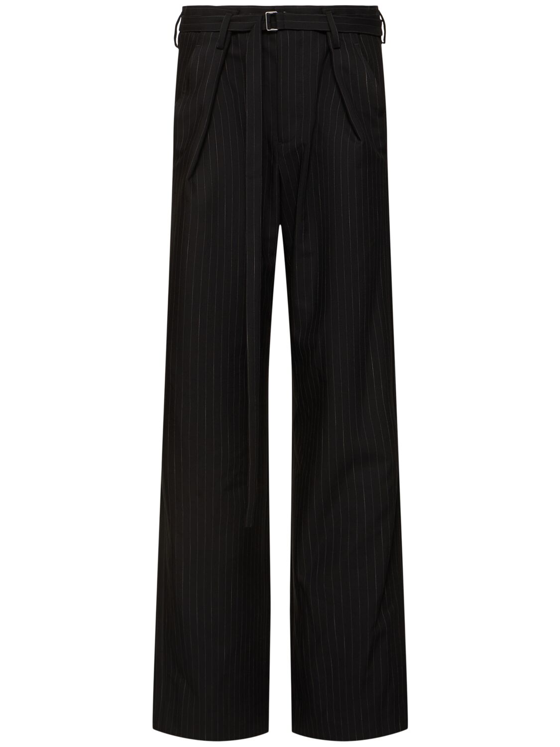 Ann Demeulemeester Linna Tailored Pinstripe Wide Leg Pants In Black/white