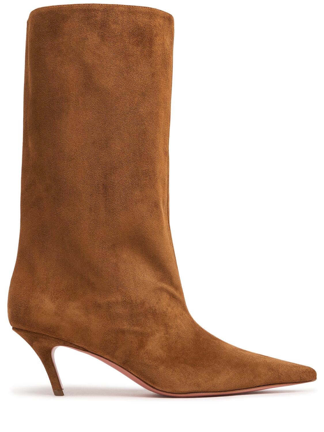 Shop Amina Muaddi 60mm Fiona Crosta Leather Boots In Cognac