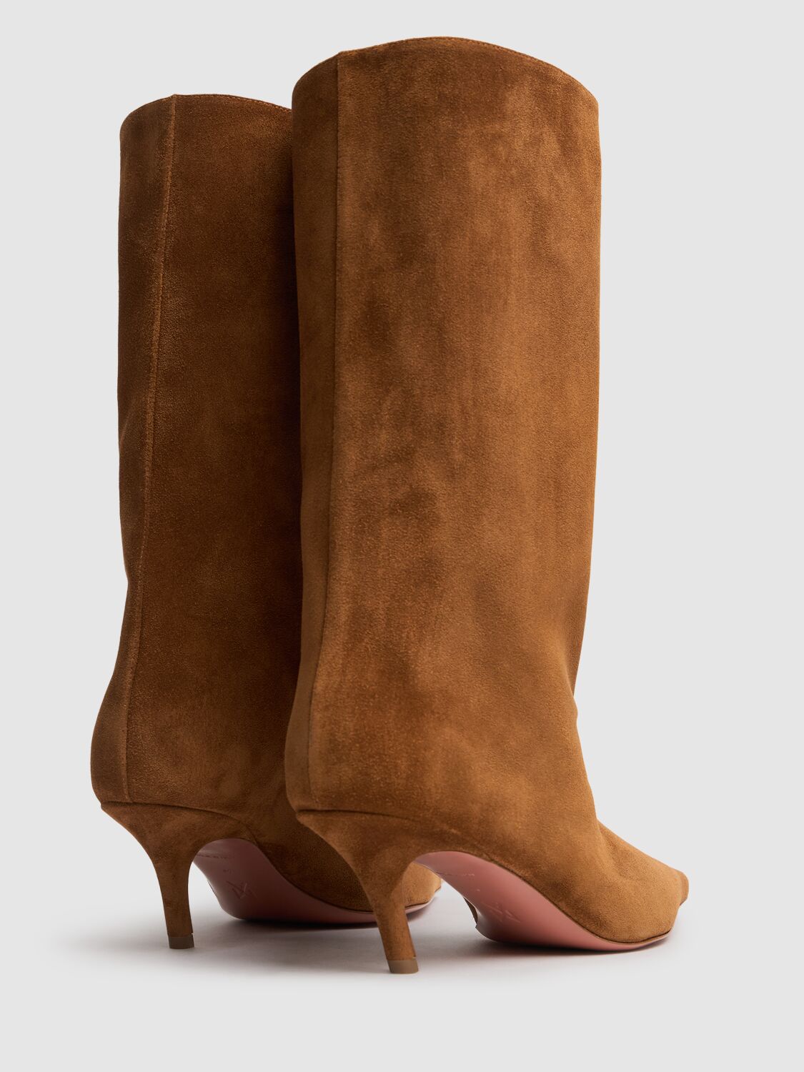 Shop Amina Muaddi 60mm Fiona Crosta Leather Boots In Cognac