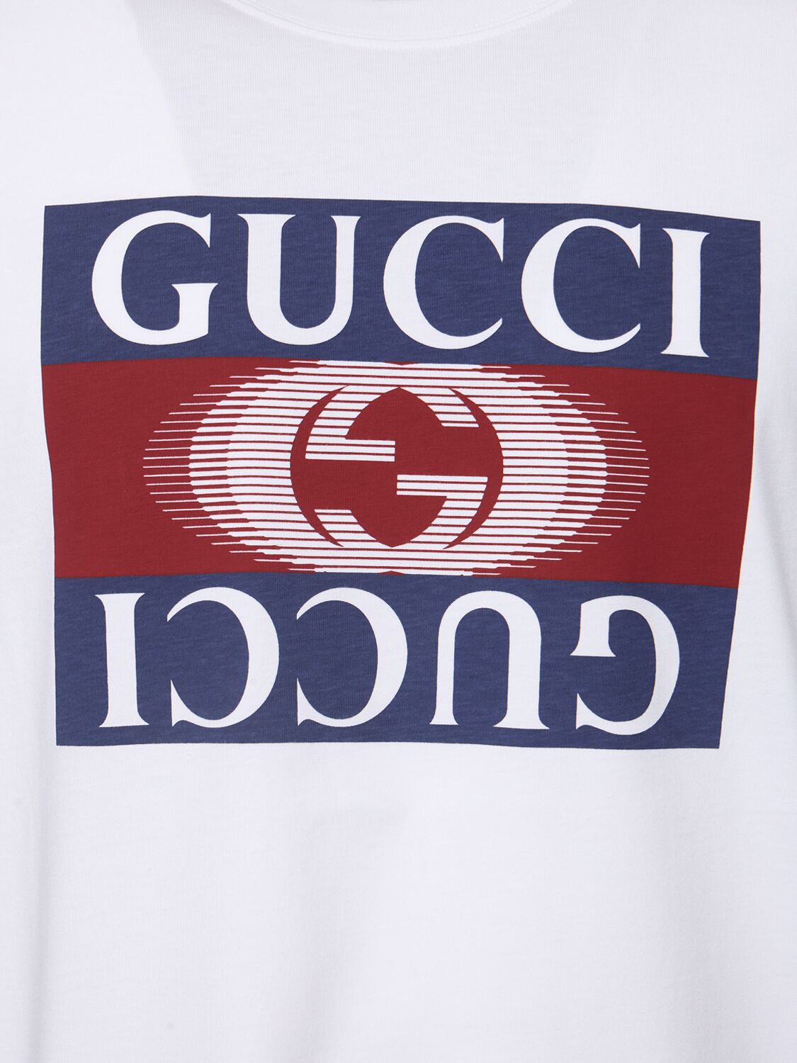 Shop Gucci Logo Cotton T-shirt In White/multi