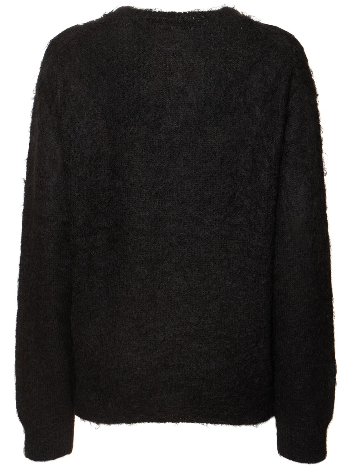 Auralee Brushed Mohair & Wool Crew Sweater In Black