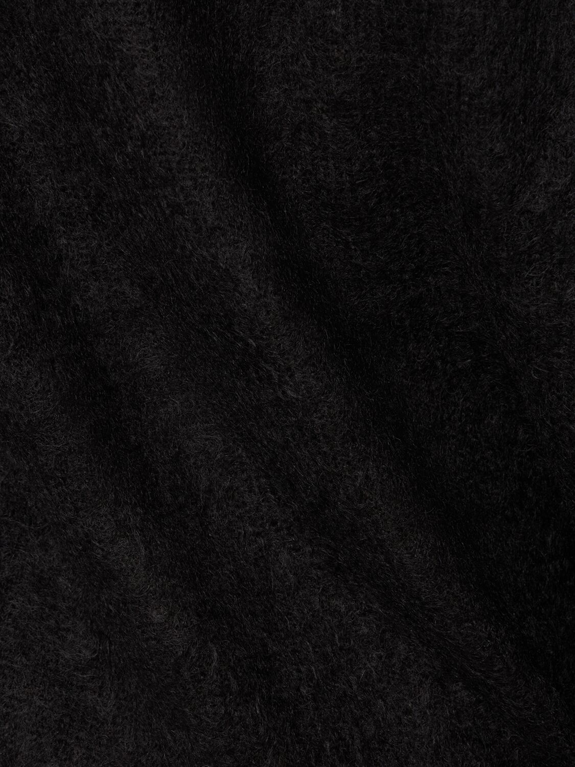 Auralee Brushed Mohair & Wool Crew Sweater In Black
