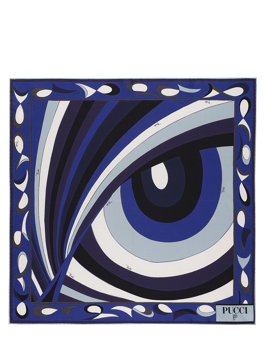 Pucci Silk Twill Scarf In Blue/multi