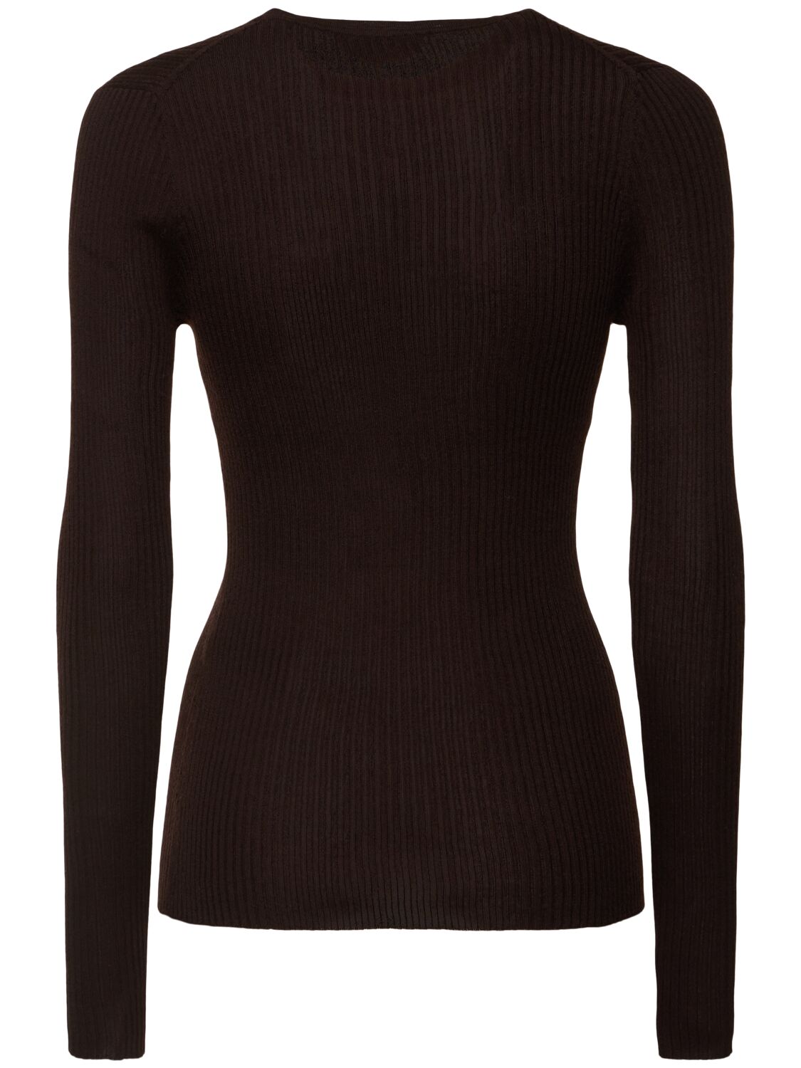 Shop Gabriela Hearst Browning Ribbed Cashmere & Silk Sweater In Dark Brown