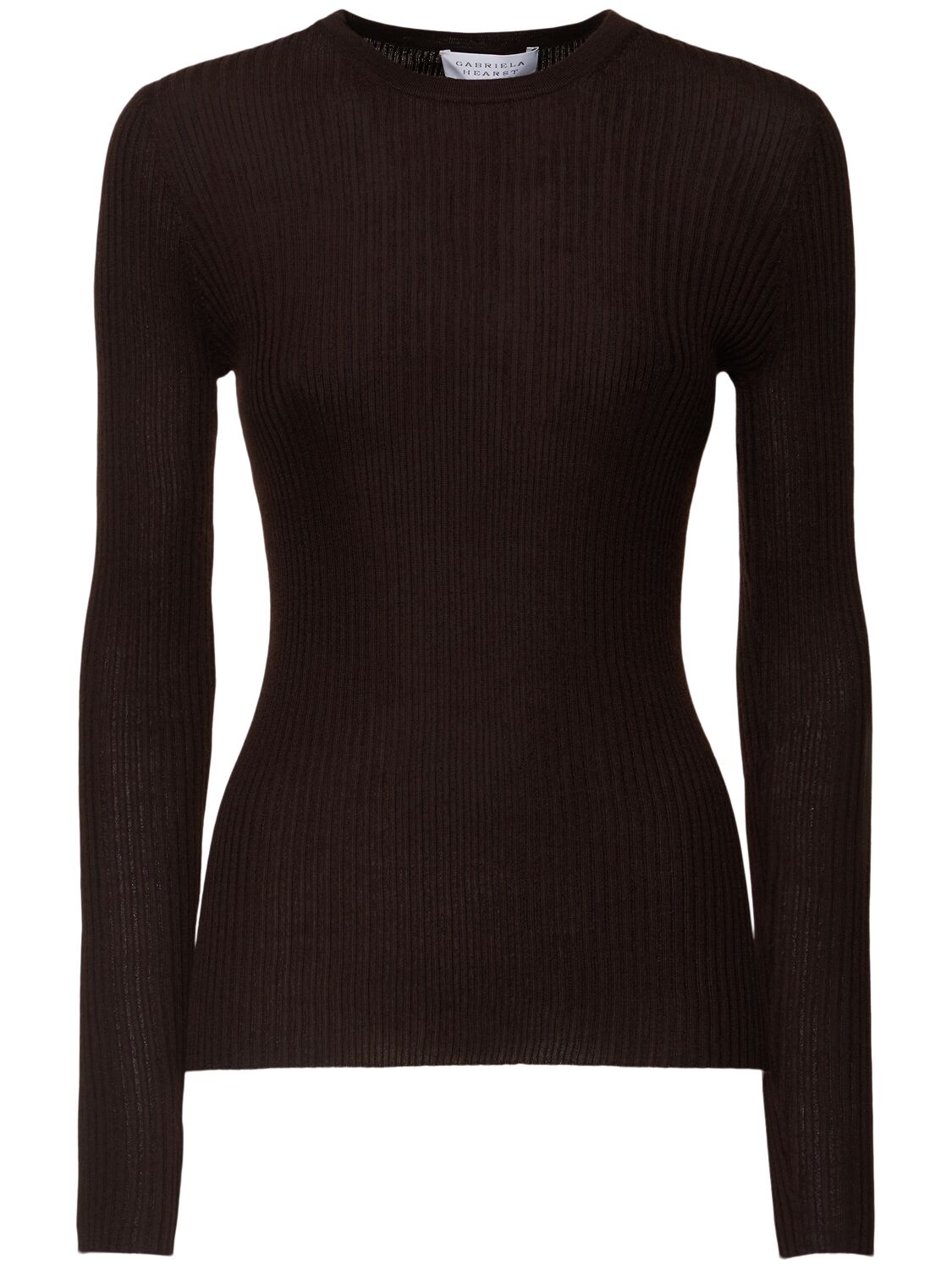 Shop Gabriela Hearst Browning Ribbed Cashmere & Silk Sweater In Dark Brown