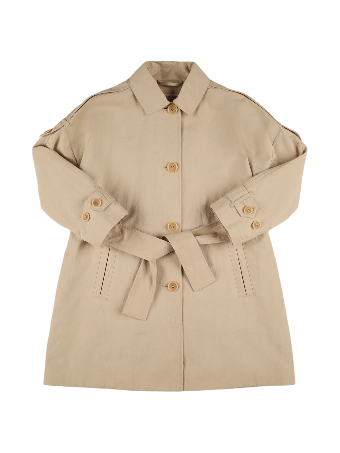 Burberry Nylon & Cotton Rain Coat In Gold