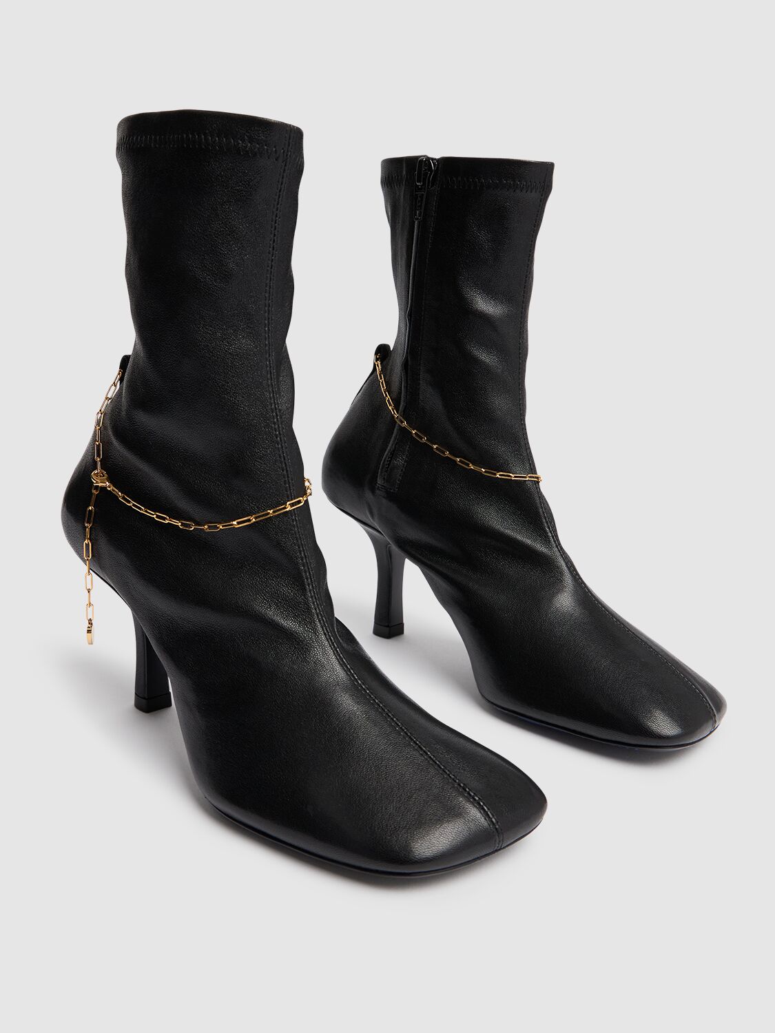 Shop Burberry 75mm Lf Slinky Leather Ankle Boots In Black