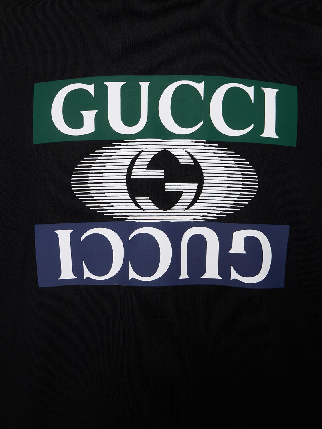 Shop Gucci Logo Heavy Felted Cotton Hoodie In Black