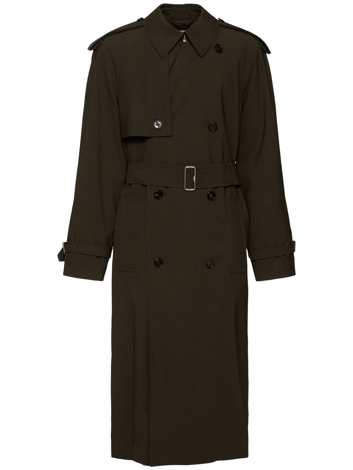 Burberry Wool Blend Trench Coat In Gray