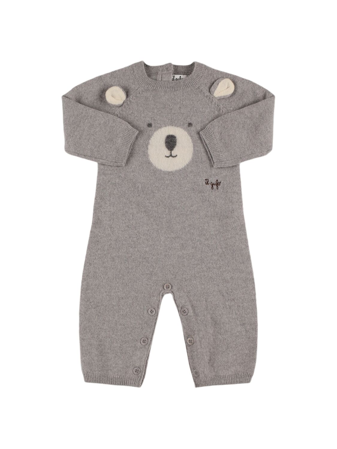 Il Gufo Wool Knit Romper In Grey