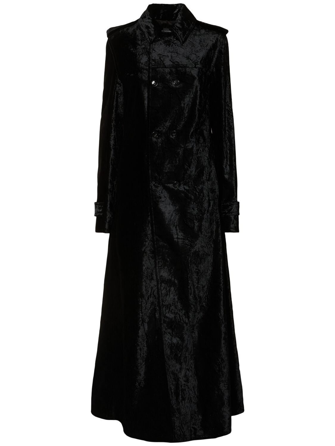 Ann Demeulemeester Siri Double Breast Velvet X-long Coat In Black