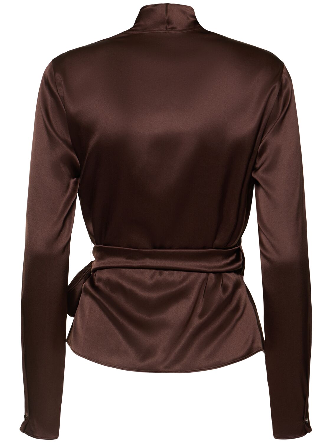 Shop Ralph Lauren Shea Silk Charmeuse Shirt In Brown