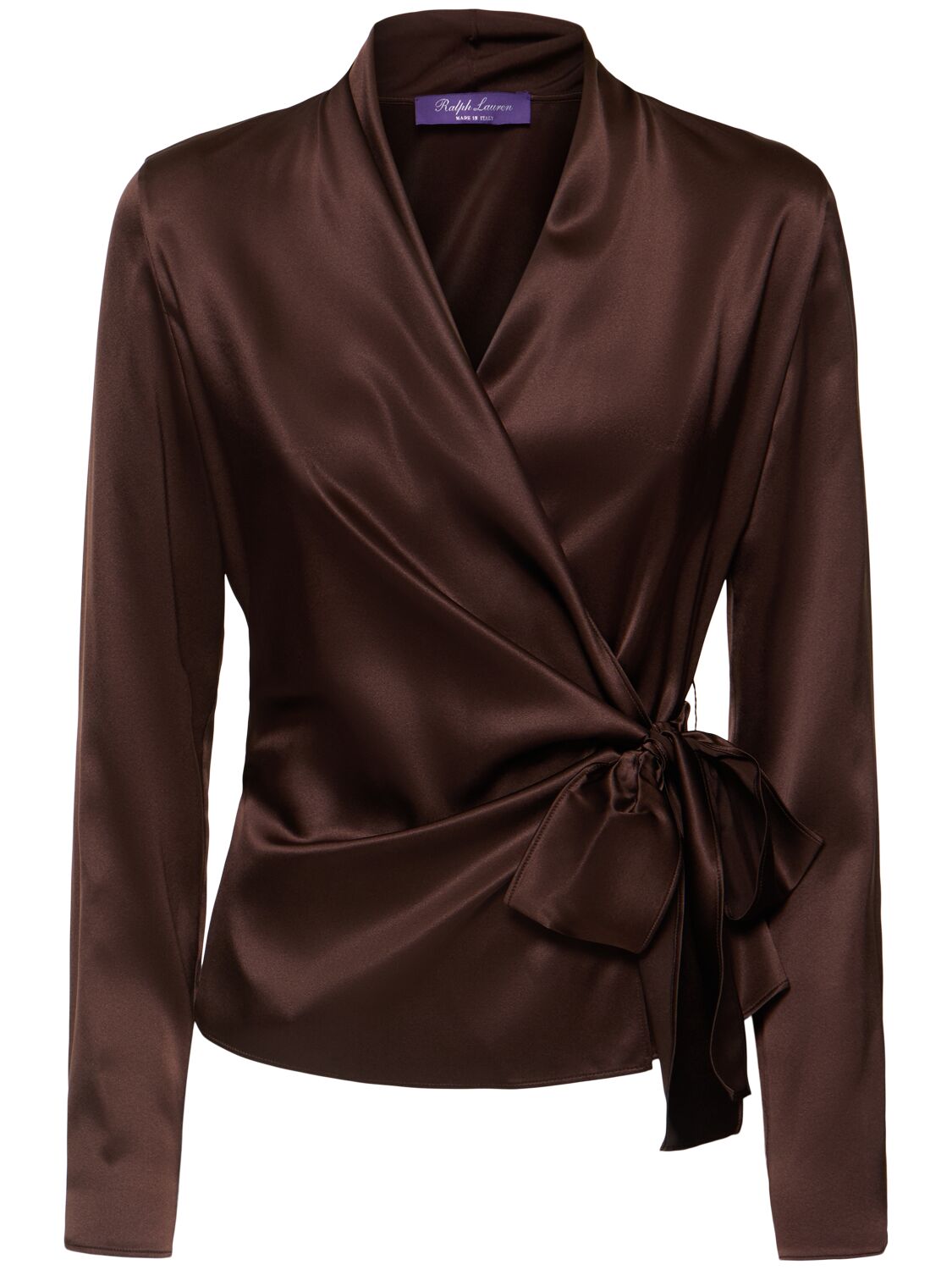 Shop Ralph Lauren Shea Silk Charmeuse Shirt In Brown