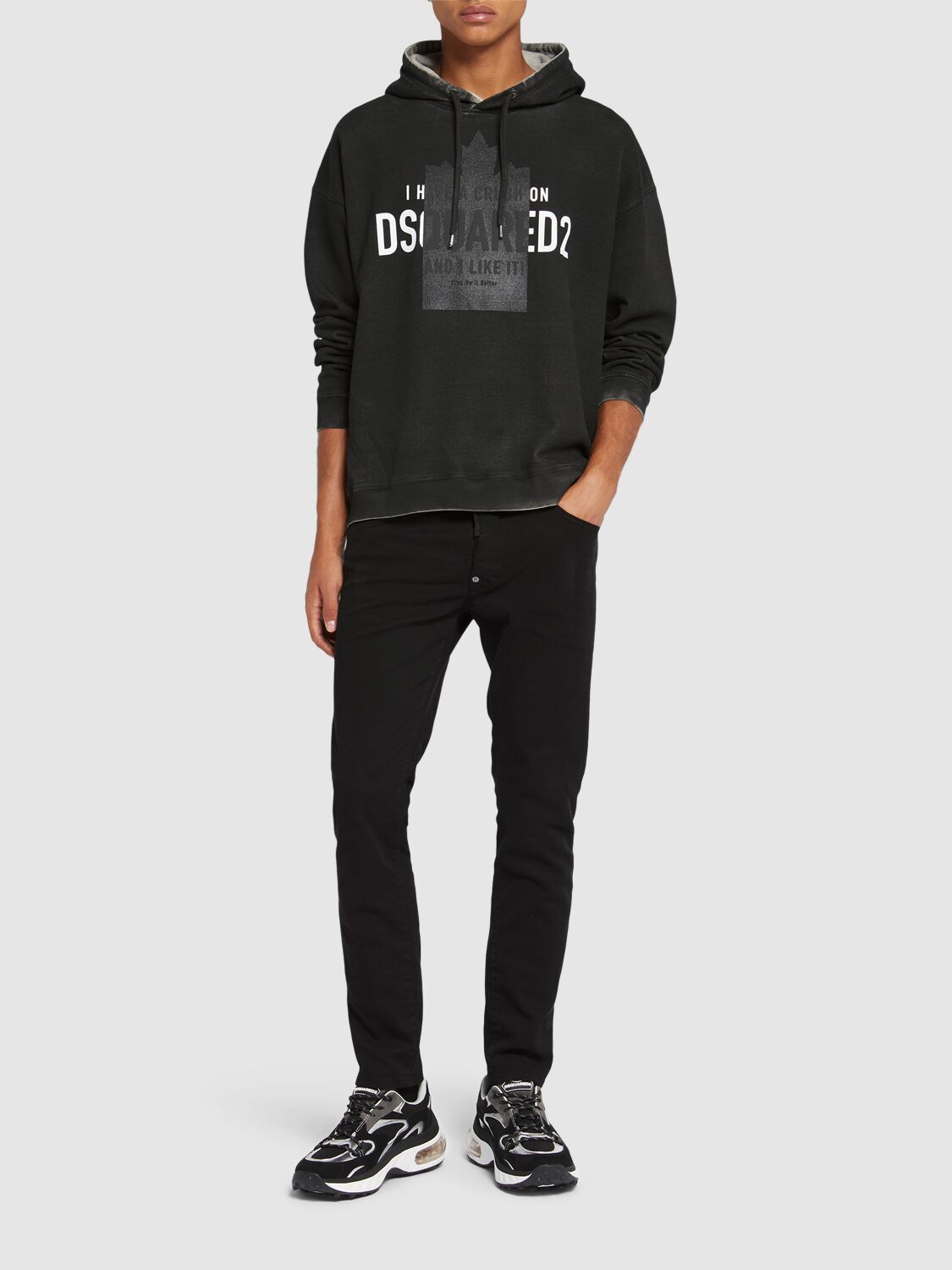 Shop Dsquared2 Relax Fit Sweatshirt Hoodie In Black
