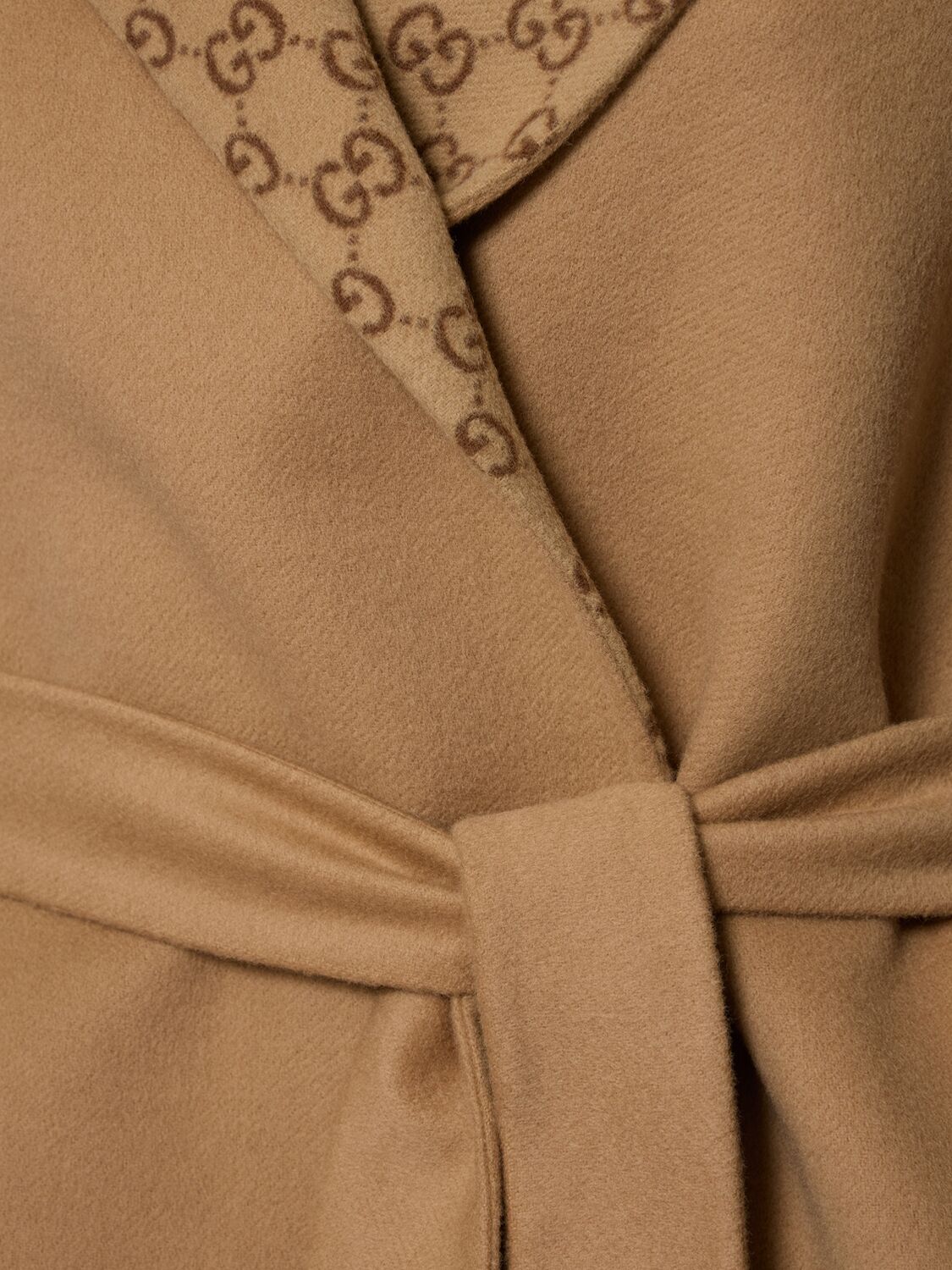 Shop Gucci Reversible Gg Wool Blend Coat In Camel/brown