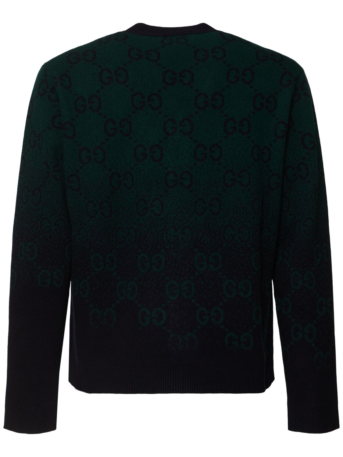 Shop Gucci Gg Intarsia Wool Cardigan In Green/navy