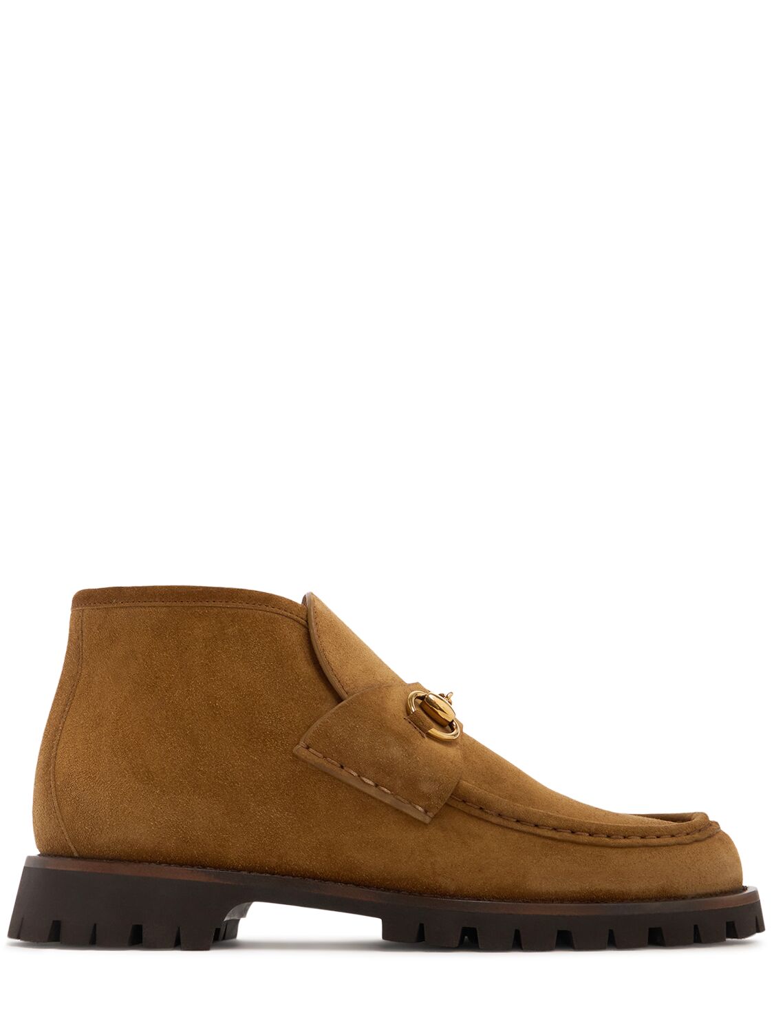 Gucci 15mm Horsebit Suede Ankle Boots In Cuir