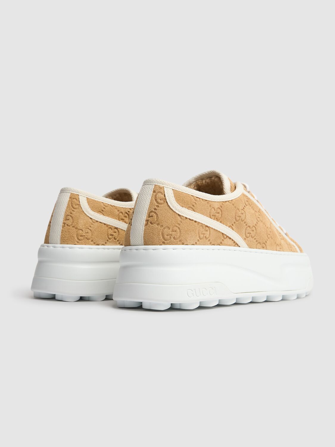 Shop Gucci 53mm  Tennis 1977 Suede Sneakers In Butter