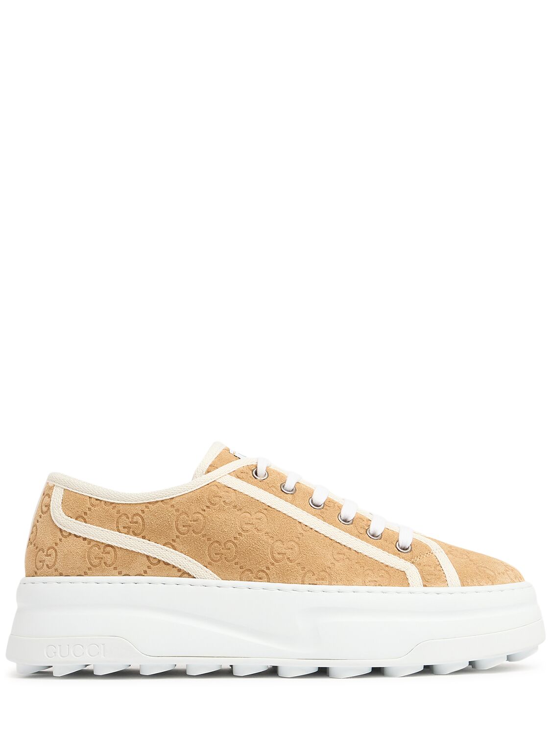 Gucci 53mm  Tennis 1977 Suede Sneakers In Butter