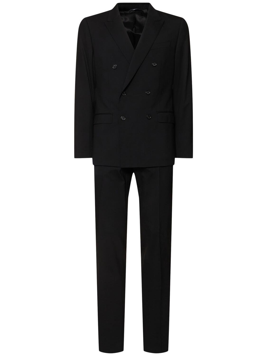 Dolce & Gabbana Stretch Wool Double Two Piece Suit In Black