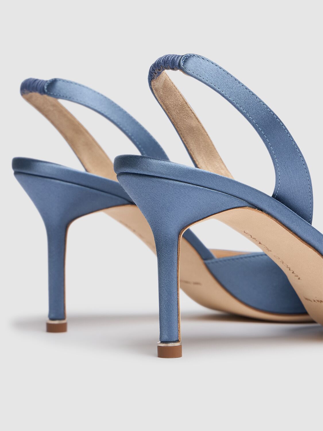 Shop Manolo Blahnik 70mm Hangisi Satin Slingback Pumps In Light Blue