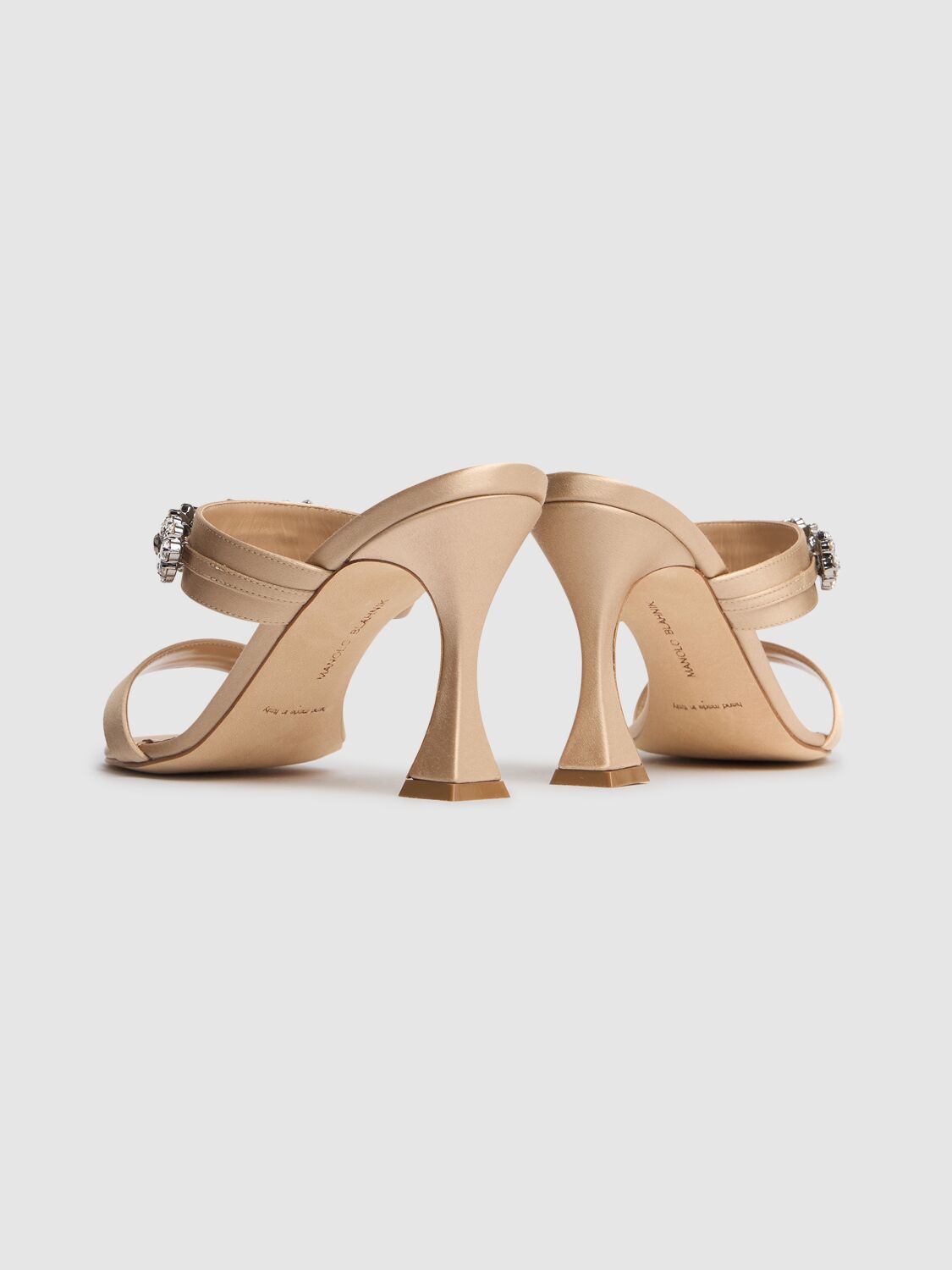 Shop Manolo Blahnik 90mm Persan Satin Sandals In Nude